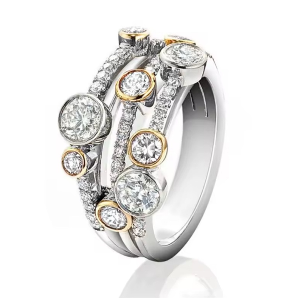 Multi-Stone Bezel Two Tone Statement Ring | Gold … - image 1